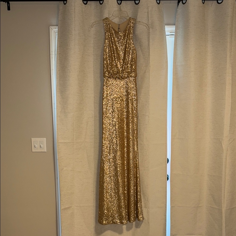 SORELLA VITA Gold Sequin Wrap Maxi Gown
